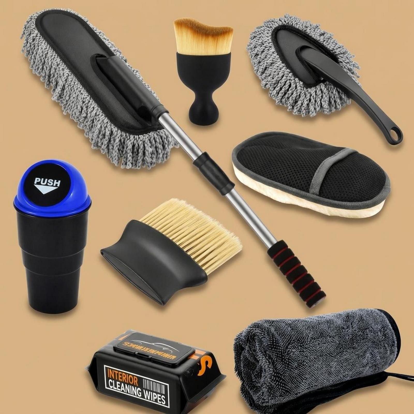 oridor 8 In 1-Duster, Mini Duster, Brush, Towel, Cleaning Gloves, Wipe, Car Dustbin-D Combo-picture-27