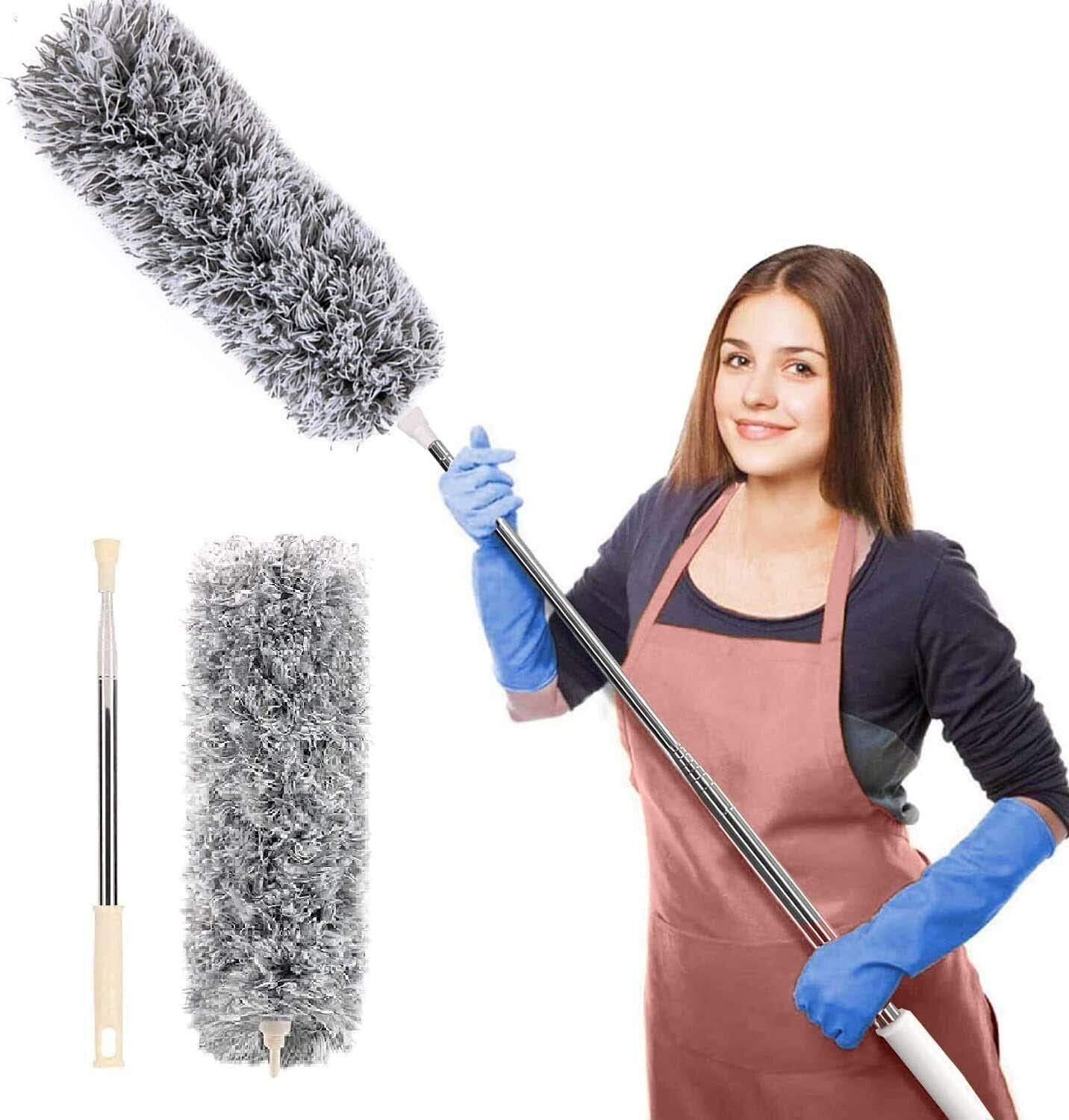 Microfiber Feather Duster Bendable & Extendable Fan Cleaning Duster Dry Duster-image-6