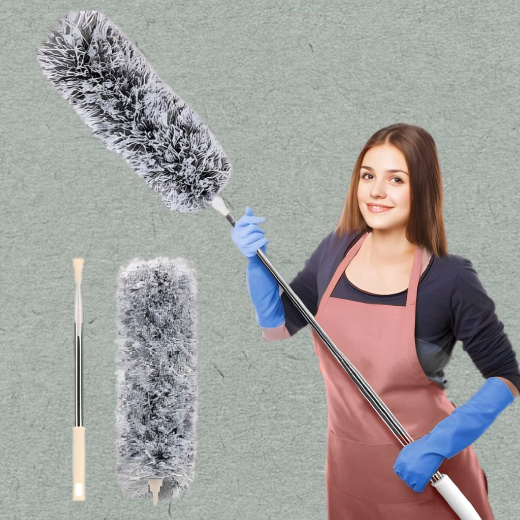 mvtrading Long Pole Household Duster with Washable Reusable Cleaning Head Dry Duster-picture-43