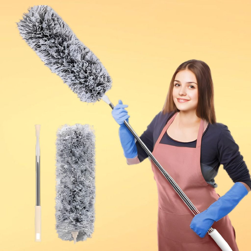 Deluxe Soft Microfiber Duster with Extendable Stainless Steel Rod Dry Duster-image-40