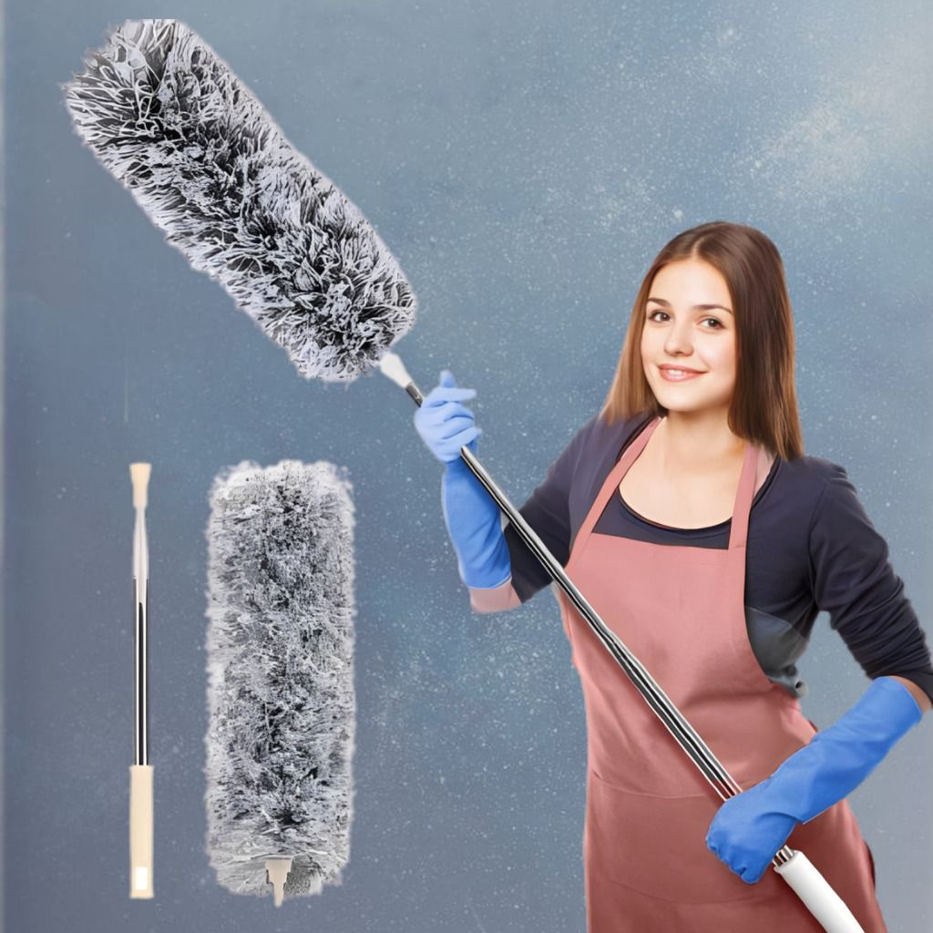 mvtrading Long Handle Dust Brush with High Density Microfiber Cleaning Head Dry Duster-picture-21