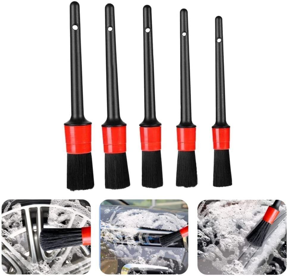 Car Detailing Brush Set (5 Pcs) for Interior & Exterior Use Wet and Dry Duster Set-image-7