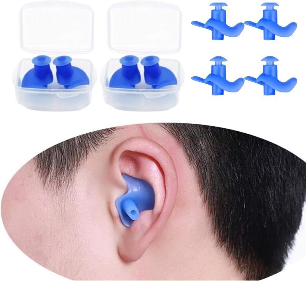 2 Ear Plug Soft Silicone Noise Reduction for Sleeping/Swiming /Reusable Travel Ear Plug & Nose Clip