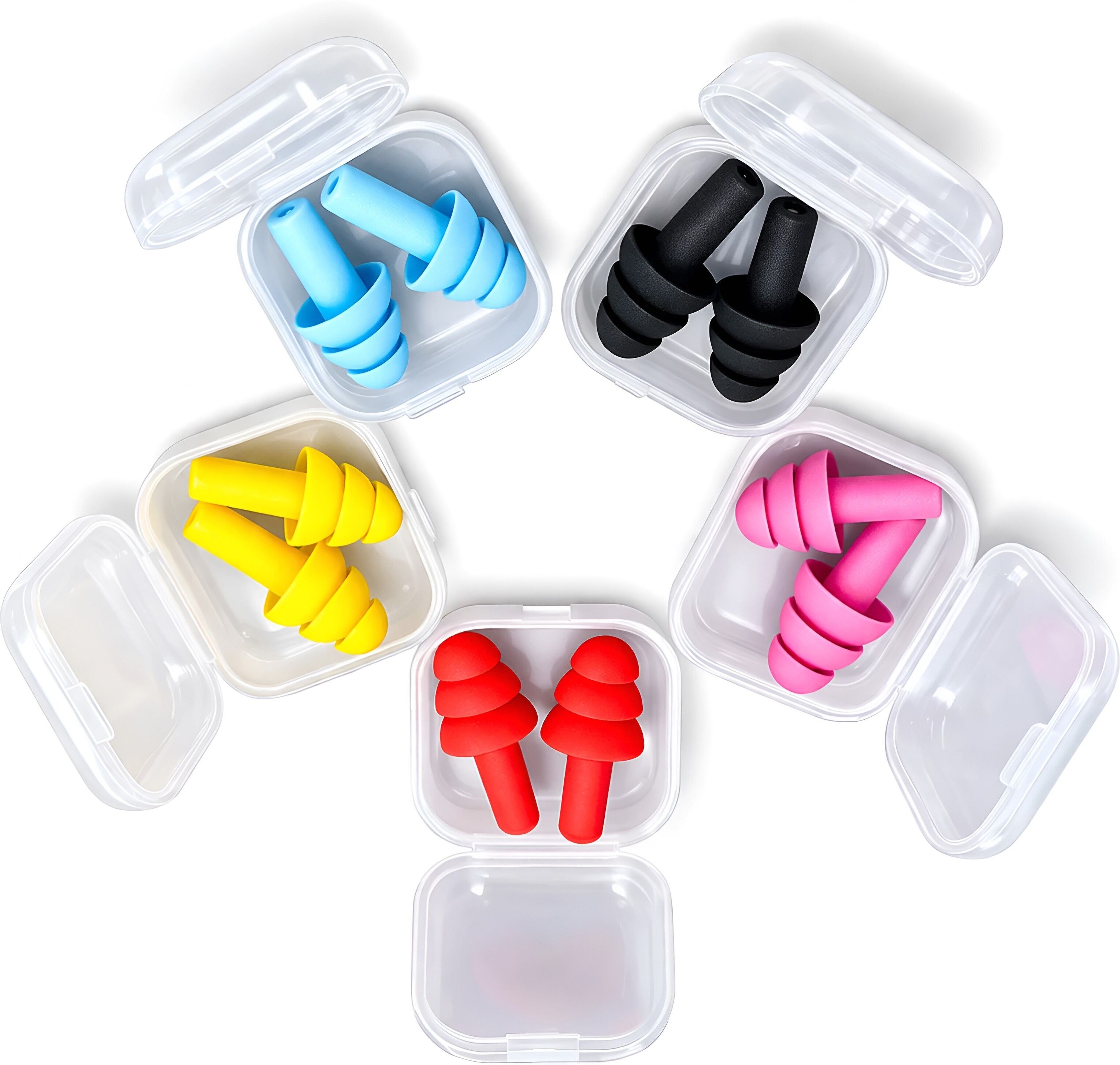 Silicone 5 Pair Ear Plugs for Sleep, Noise Blocking & Swimming Protection Ear Plug & Nose Clip-image-1
