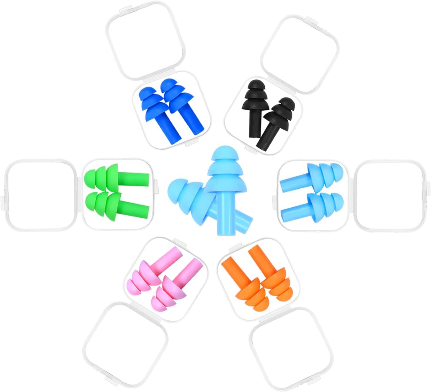 6 Pair Ear Plugs for Sleeping Noise Cancelling,Reusable Silicone Sound Blocking Ear Plug & Nose Clip