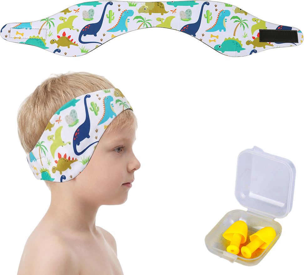 Kids Swim Headband with Ear Protection and Silicone Ear Plugs Beige Ear Plug-image-25