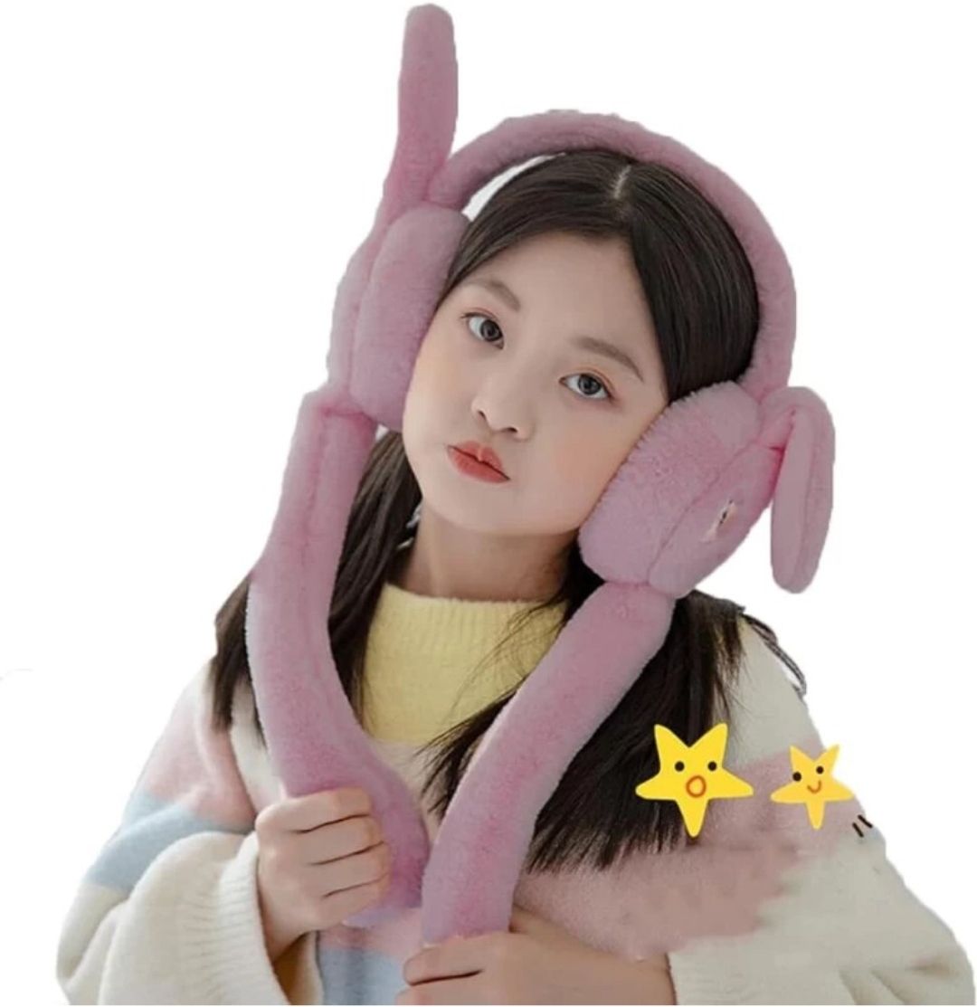 Winter Funny 1 Pink Ear Muff Moving Air Pump Earmuff for Girls/Women's Ear Muff-image-4