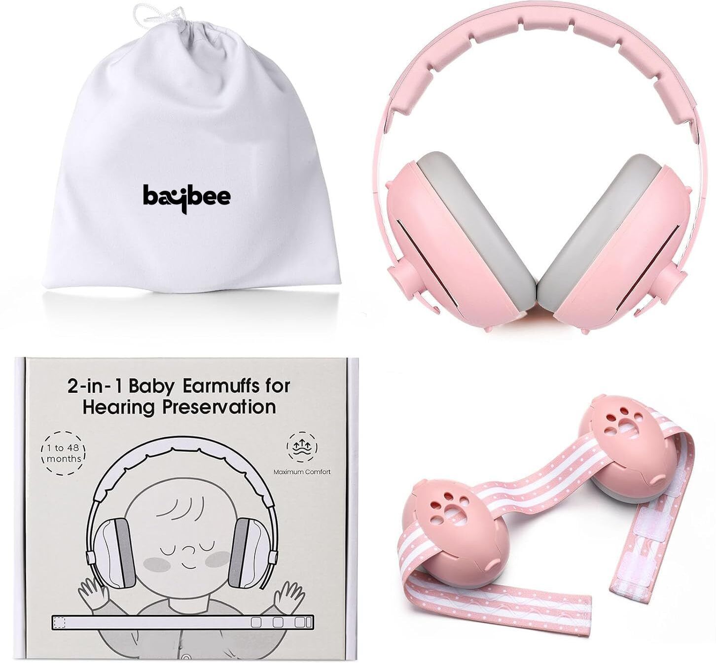 baybee 2 in 1 Noise Cancelling Ear Muffs for Kids Ear Muff Protector for Baby Sleeping Ear Muff-picture-21