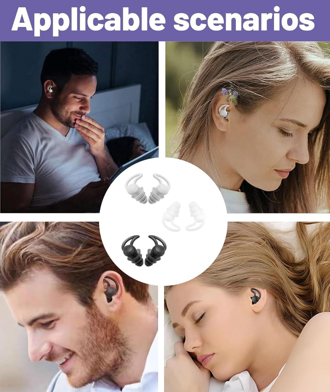 sai Reusable Silicone Noise Reduction Earplugs for Sleeping Travel Study Comfort Ear Muff-picture-3
