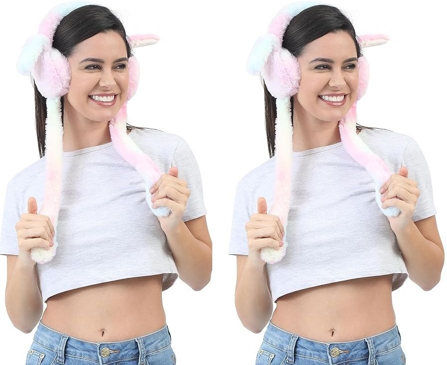 napkinkart Rainbow Bunny Hug Earmuffs Combo of 2 Ear Muff-picture-48