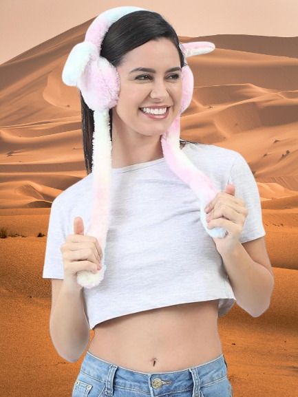 firstly Rainbow Bunny Ear Headband with Animated Flapping Ears & Cute Chu-Chu Sound-31 Ear Muff-picture-7