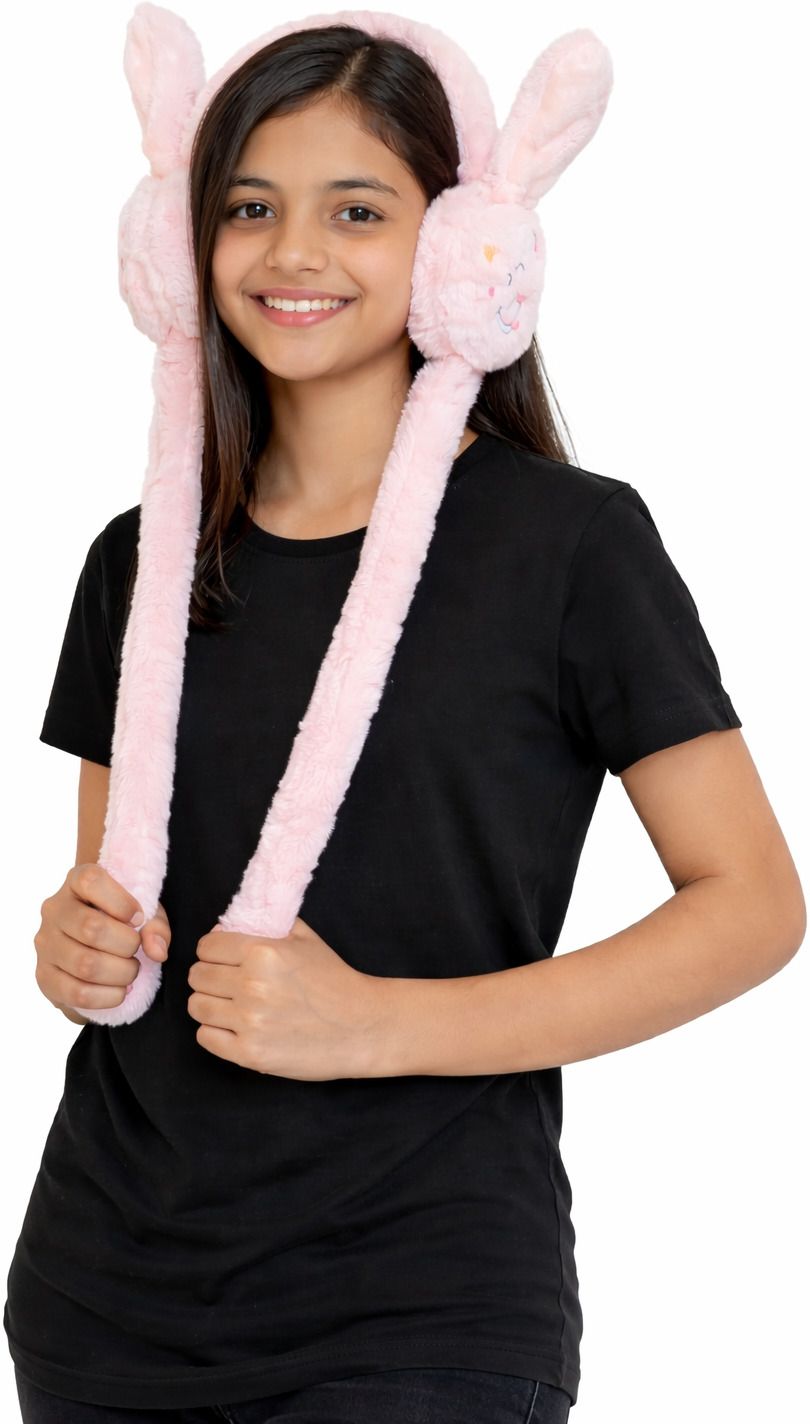 moaf Cute Plush Earmuff Cap for Kids, Girls Soft Winter Wear with Long Hanging Ears Ear Muff-picture-11