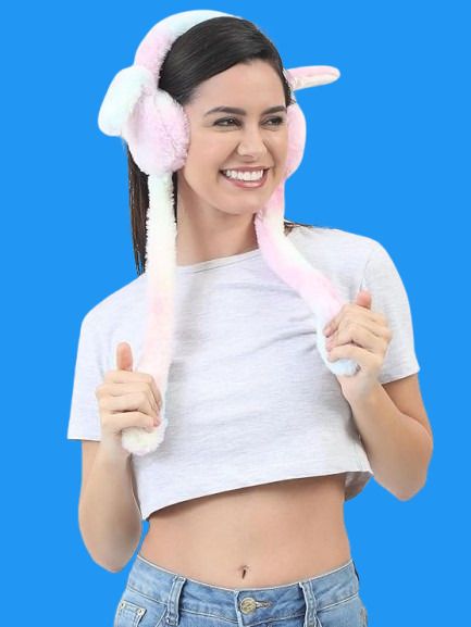 ecosky Rainbow Bunny Ear Headband with Animated Flapping Ears & Cute Chu-Chu Sound-6 Ear Muff-picture-14