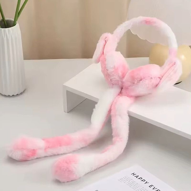 Creative Plush Rabbit Ear Muffs Soft Colorful Winter WarmEarmuffs-Moving Jumping Ear Muff-image-47