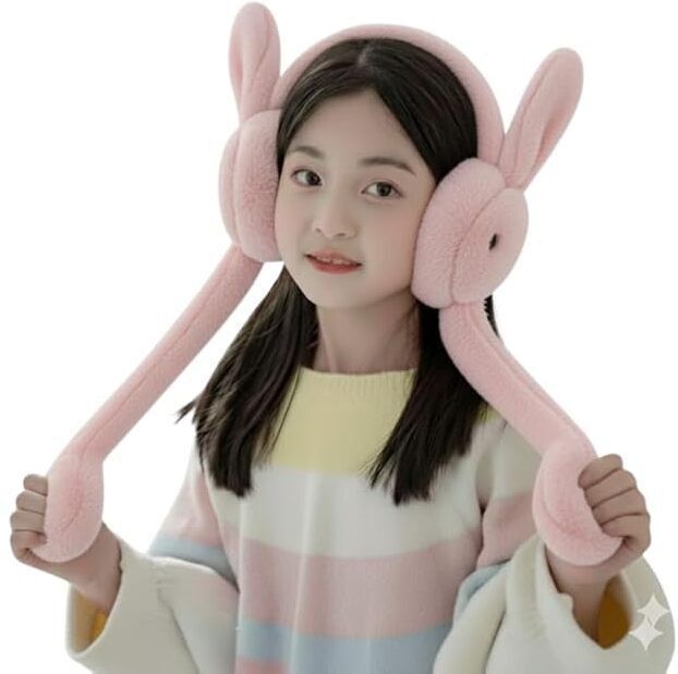ducudu Cute jumping rabbit ear muffs for women girls ( 7 years & above) Moving Ear Muff Ear Muff-picture-12