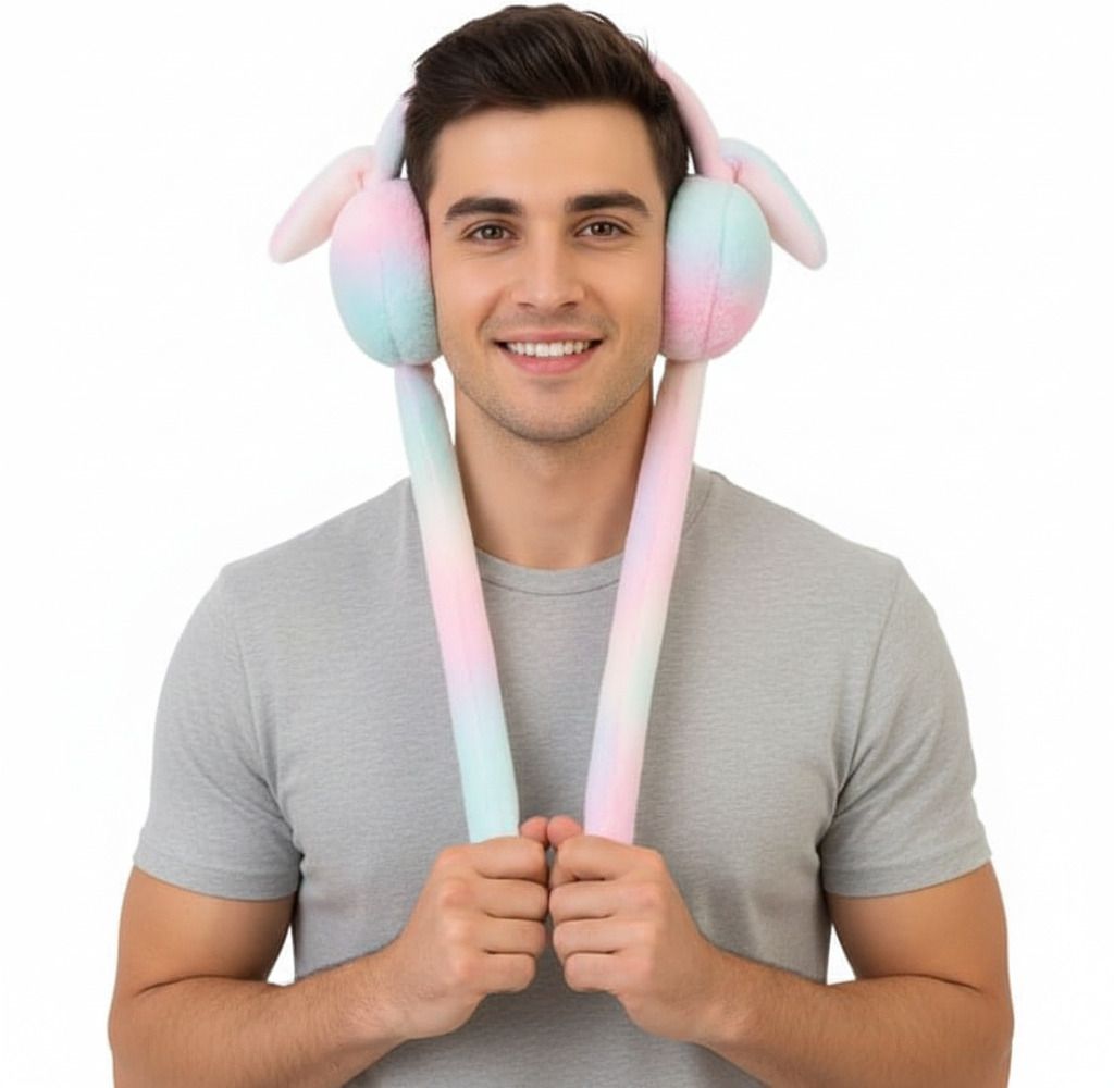 ecosky Rainbow Bunny Ear Headband with Animated Flapping Ears & Cute Chu-Chu Sound-29 Ear Muff-picture-7