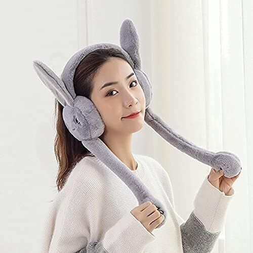 PACK OF -1 Kids Cute Rabbit Ear Fluffy Winter Cap Ear Protector Ear Muff-image-42