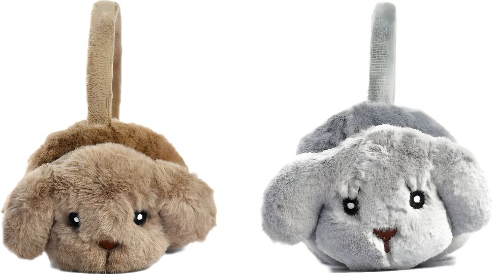 Cute Winter Grey & Brown Ear Muff Soft Fur Muffs For Boys & Girls & Women Combo Ear Muff-image-0