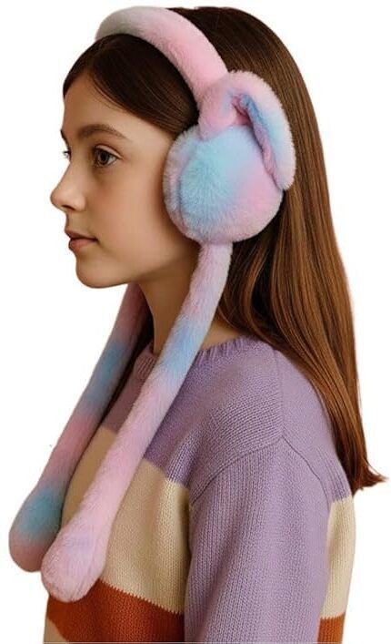 Winter Funny 1 Pink Head Phone Moving Air Pump Earmuff for Girls/Women's Ear Muff-image-24