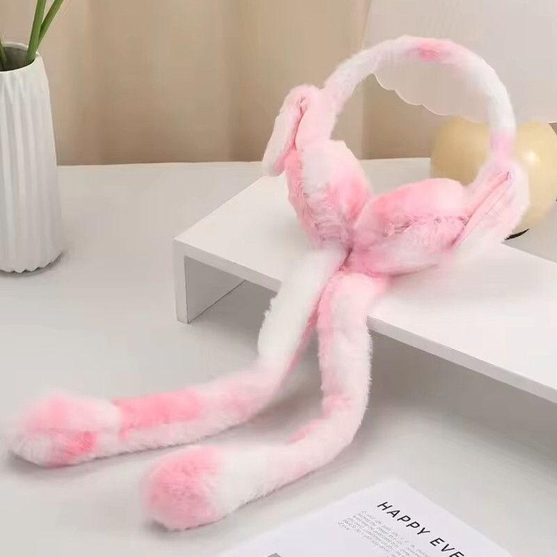Rabbit Ear Muffs Soft Colorful Winter Warm Earmuffs Moving Jumping Ears Ear Ear Muff