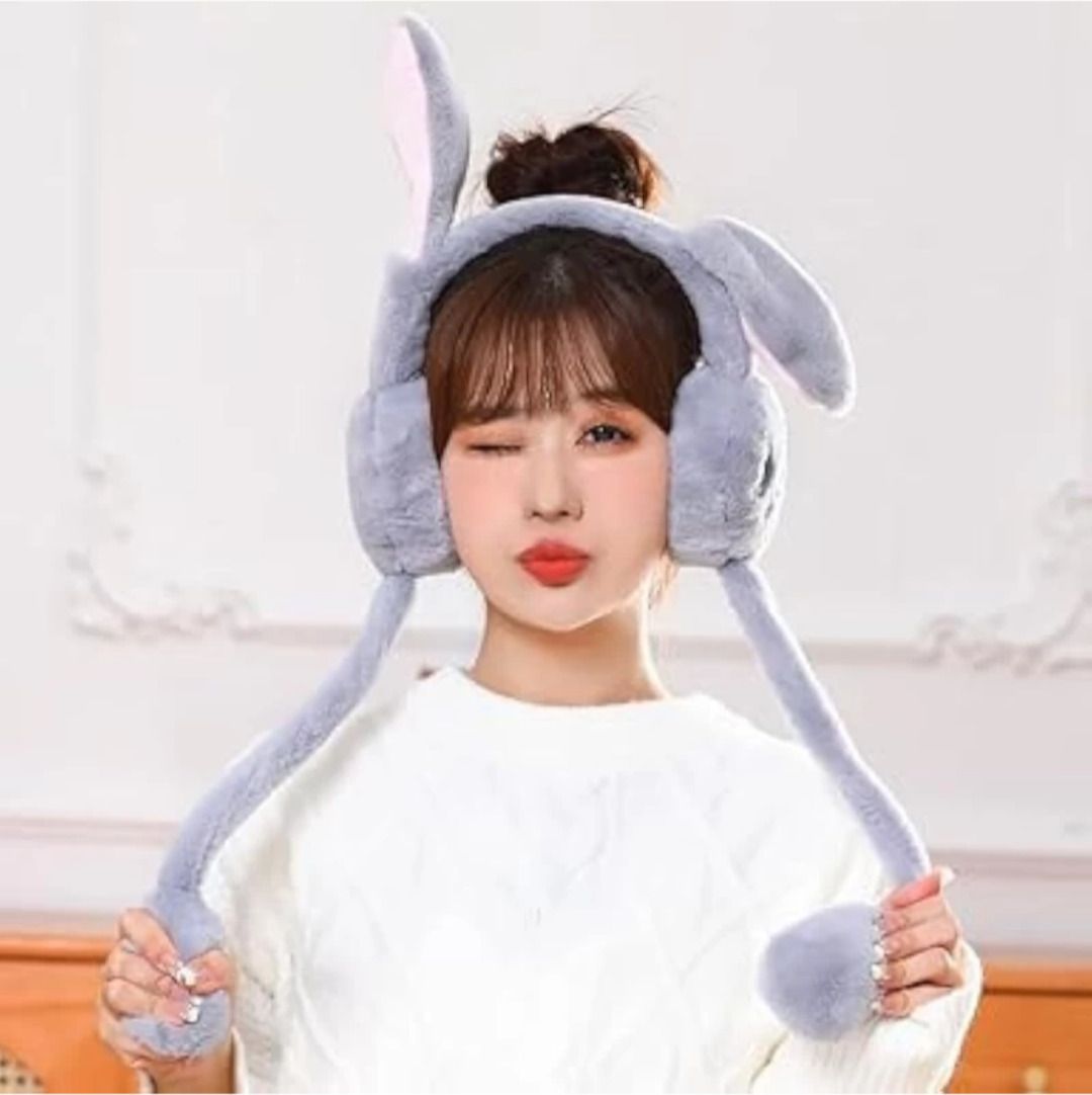 warhap Winter Funny 1 Grey Head Phone Moving Air Pump Earmuff for Girls/Women's Ear Muff-picture-14