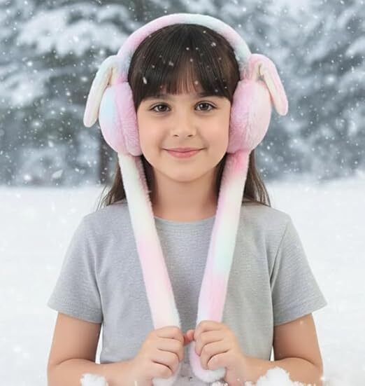 firstly Rainbow Bunny Ear Headband with Animated Flapping Ears & Cute Chu-Chu Sound-36 Ear Muff-picture-9