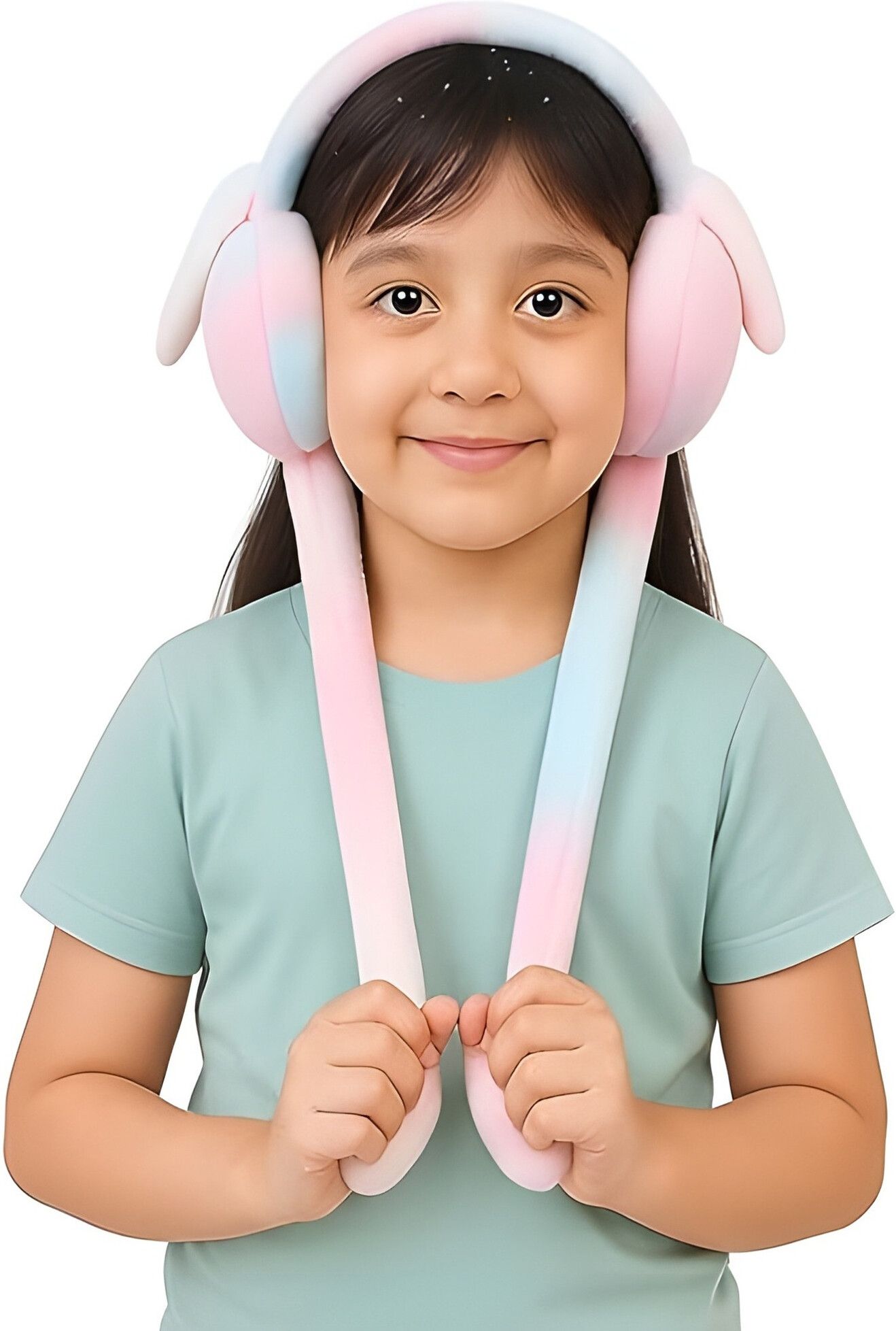 rajwada fabrics Plush Bunny Ear Earmuffs for Women with Chuchu Rabbit Sound Ear Muff-picture-9