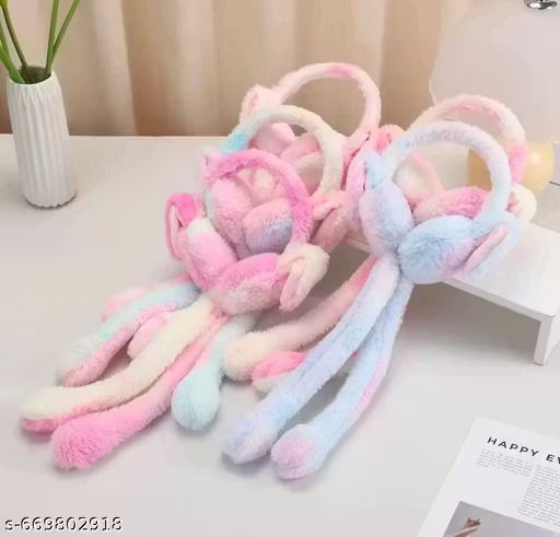 Lumous Rainbow color cute jumping rabbit earmuffs for kids Ear Muff (Pack of 1) Ear Muff