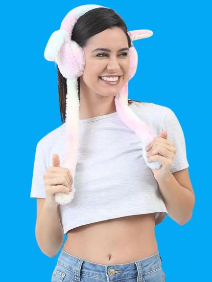 ecosky Rainbow Bunny Ear Headband with Animated Flapping Ears & Cute Chu-Chu Sound-18 Ear Muff-picture-9