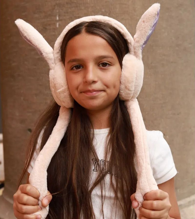 Cute jumping rabbit with chuchu sound girls boys earmuffs for kids (4 to14years) Ear Muff-image-11