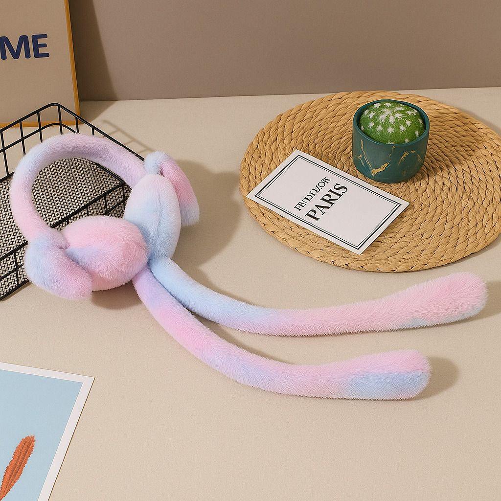 Rainbow color soft fur earmuff for women & kids. Ear Muff-image-25