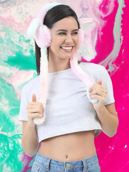 ecosky Rainbow Bunny Ear Headband with Animated Flapping Ears & Cute Chu-Chu Sound-13 Ear Muff-picture-11
