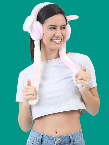 ecosky Rainbow Bunny Ear Headband with Animated Flapping Ears & Cute Chu-Chu Sound-23 Ear Muff-picture-13