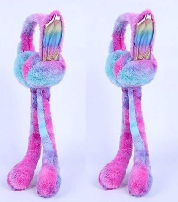2pcs Rabbit Ear Earmuffs with Pompom Strings | Cute & Stylish Ear Warmers Ear Muff