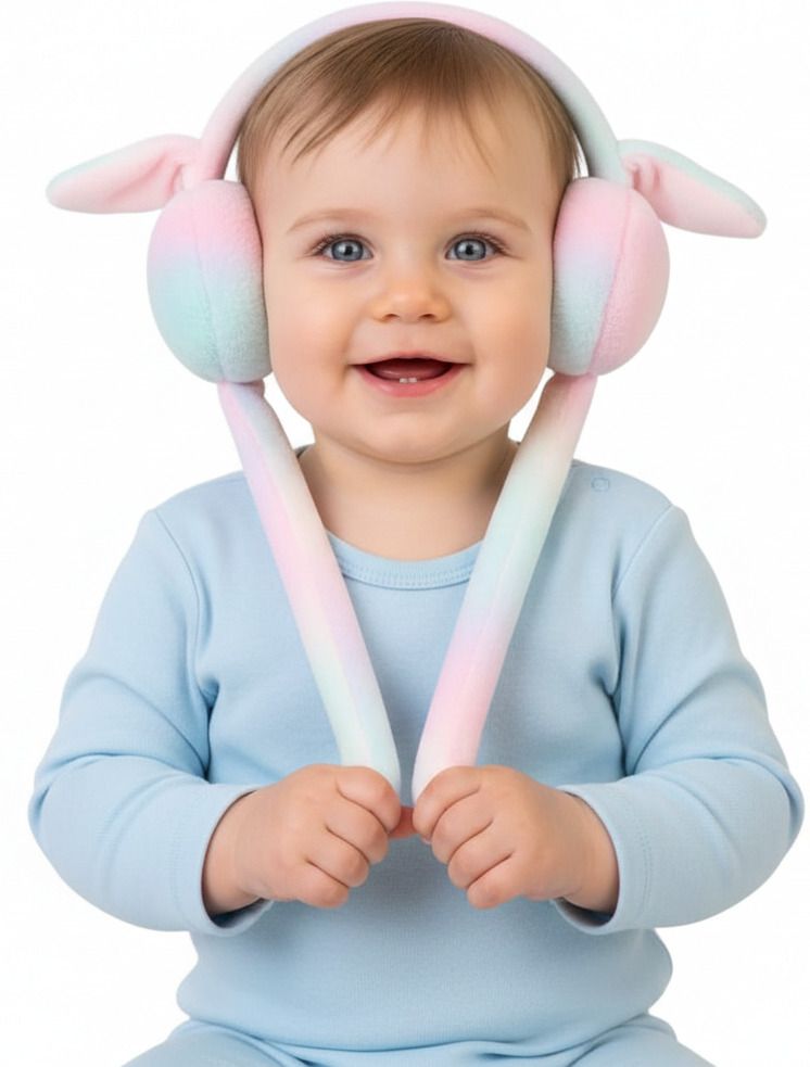 ecosky Rainbow Bunny Ear Headband with Animated Flapping Ears & Cute Chu-Chu Sound-34 Ear Muff-picture-4