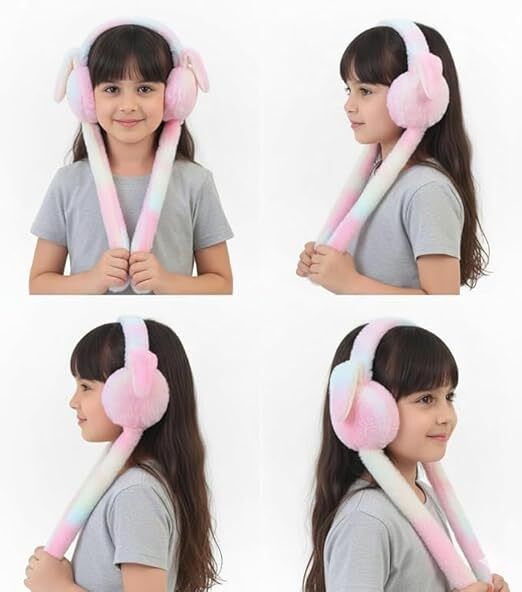 firstly Women & Girls Soft Plush Earmuff with Long Scarf | Winter Warm Ear Warmer Ear Muff-picture-8