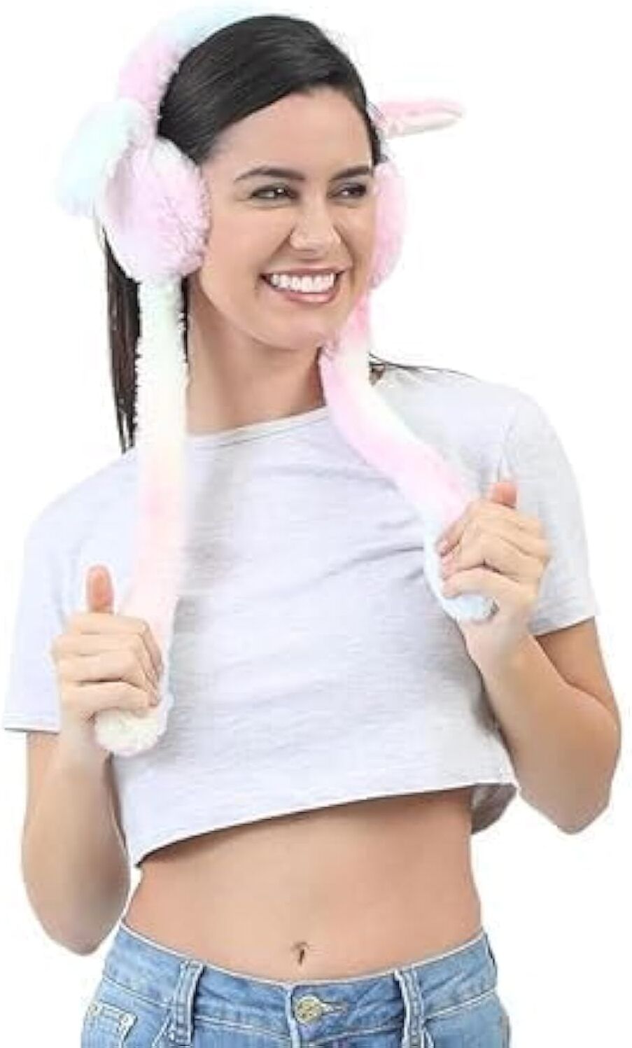 rajwada fabrics Cute Pastel Color Winter Earmuffs Featuring Chuchu Rabbit Sound Bunny Ear Style Ear Muff-picture-14