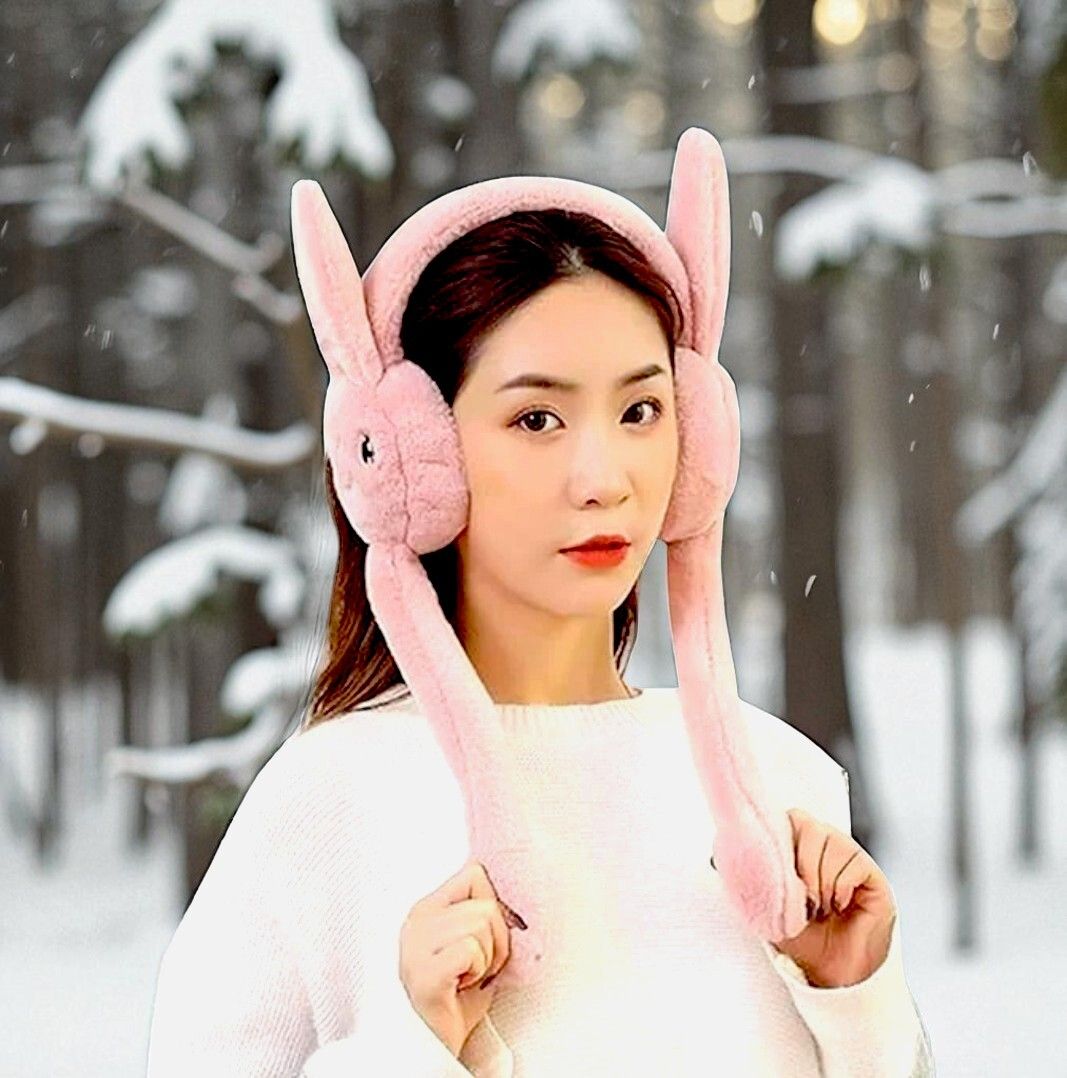 Rabbit Design Ear Moving Winter Earmuff for Girls & Kids Ear Muff-image-1