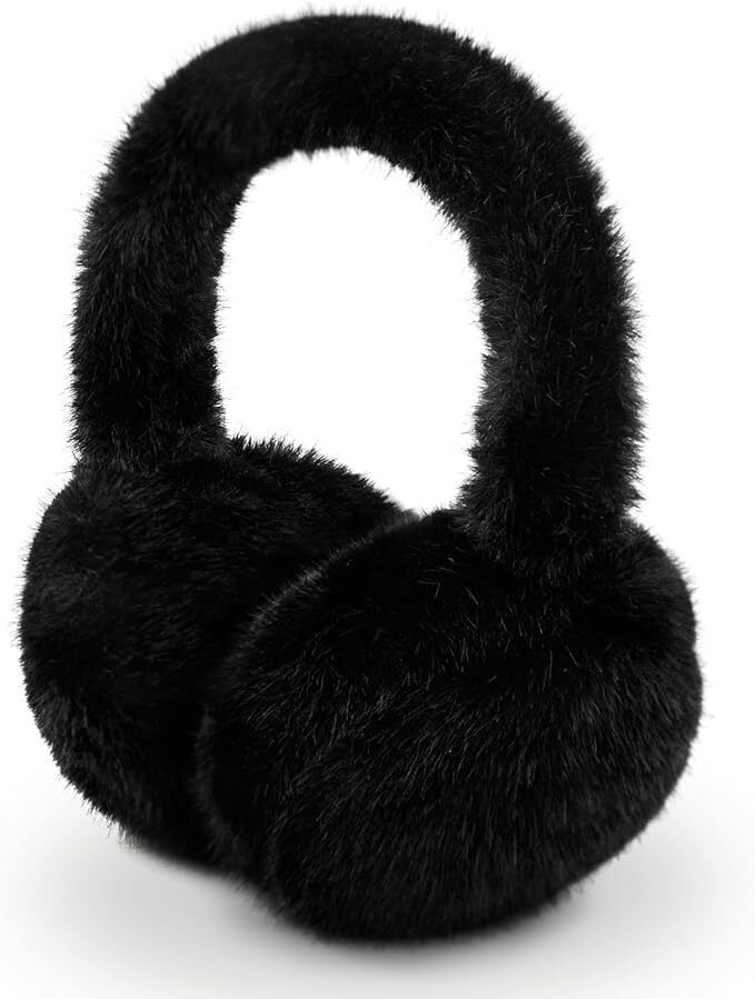 Black Extra Fur Foldable Earmuff Women/Girls for Winter Ear Muff Ear Muff-image-16