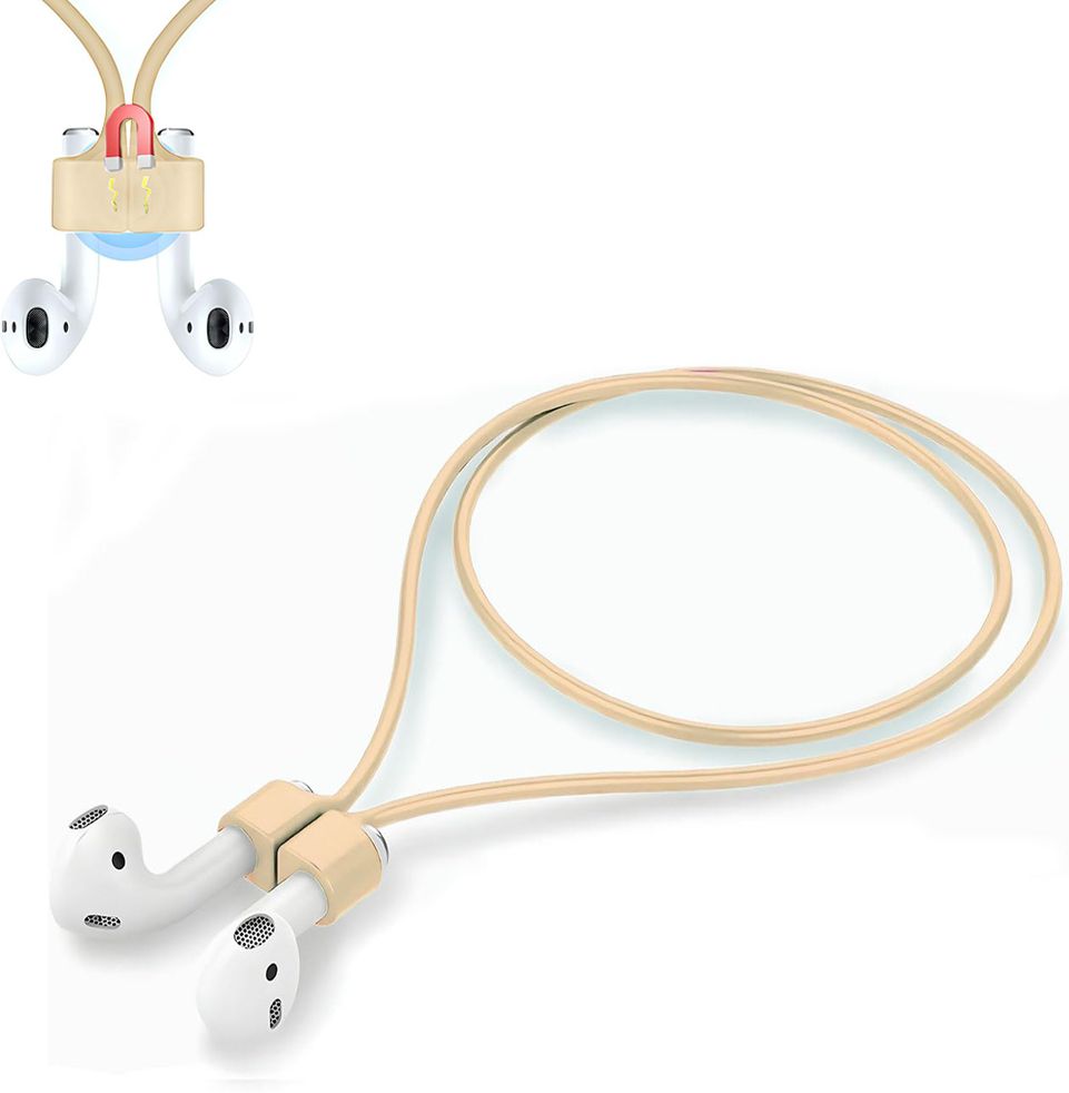 capo Magnetic Anti-Lost Strap Silicone Rope Wire Cable Connector String- (Cream)) Earphone Cable Organizer