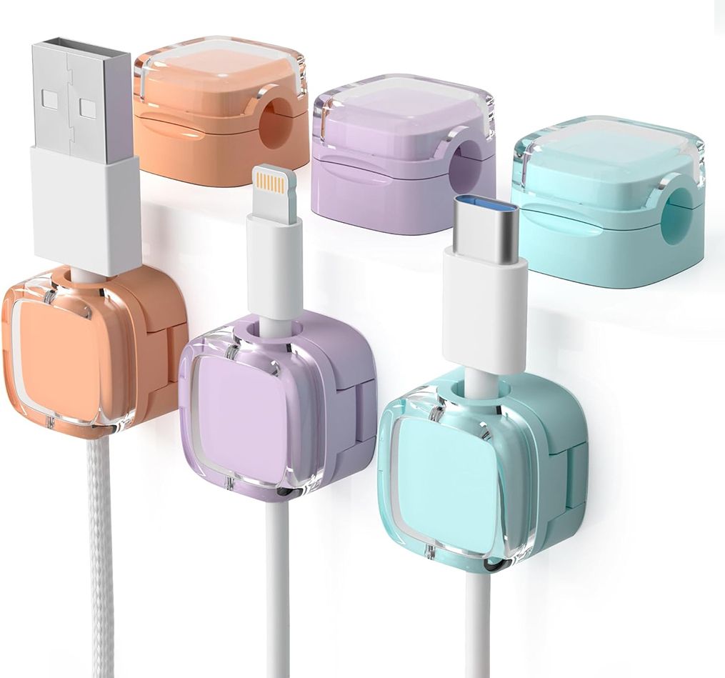 SERPLEX Self Adhesive Cable Holder Desk Magnetic Closure Pack of 6 Earphone Cable Organizer