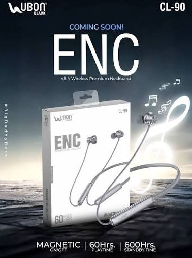 UBONs UBONn CL-90 Wireless Neckband: Power, Style, & Performance 60 Hrs Playback Time Earphone Cable Organizer-image-1
