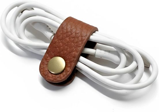 Rehan'z Genuine Leather Earphone Cable Organizer Strap with Brass Button – Tangle Free Earphone Cable Organizer-image-5