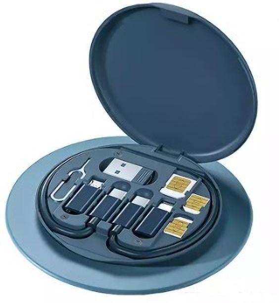 FRENYEAR USB Adapter Cable Storage Box With Multi-Type Charging Convertor&Eject Pin Earphone Cable Organizer