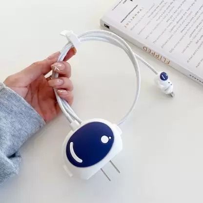 KRISHNA iPhone Cute Silicone Charger Case Cover 18-20W 360 Degree Full Protection Earphone Cable Organizer-image-12