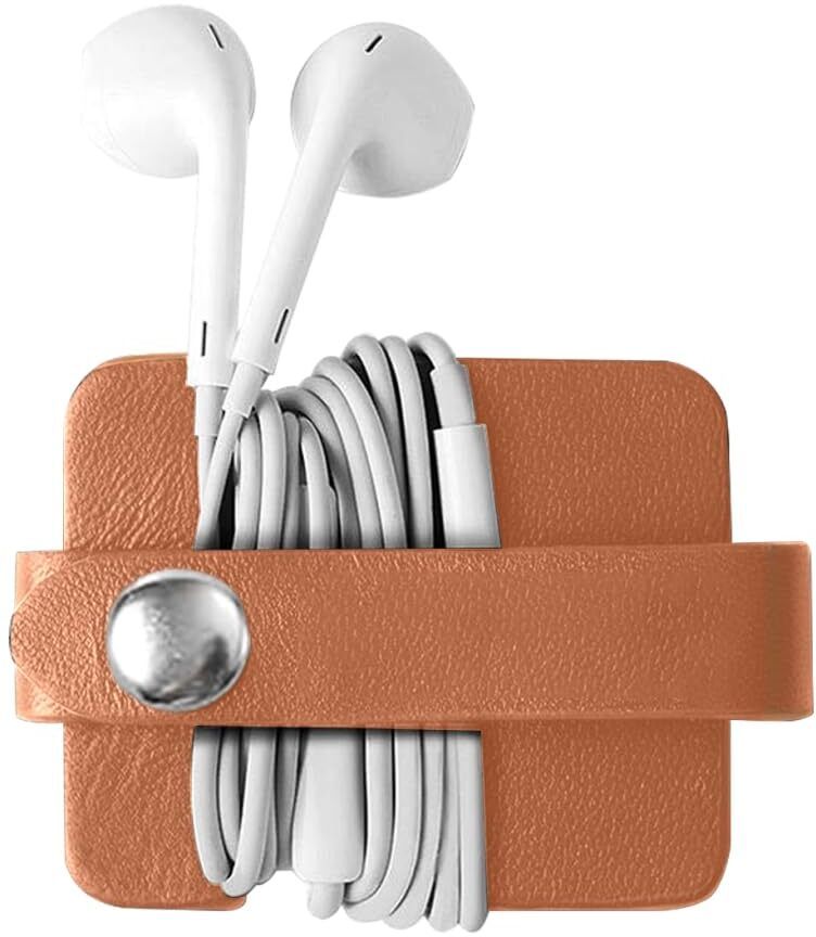 GadgetBite Vegan Leather Flap Cable Wrap for Earphones Convenient Wrap Earphone Cable Organizer