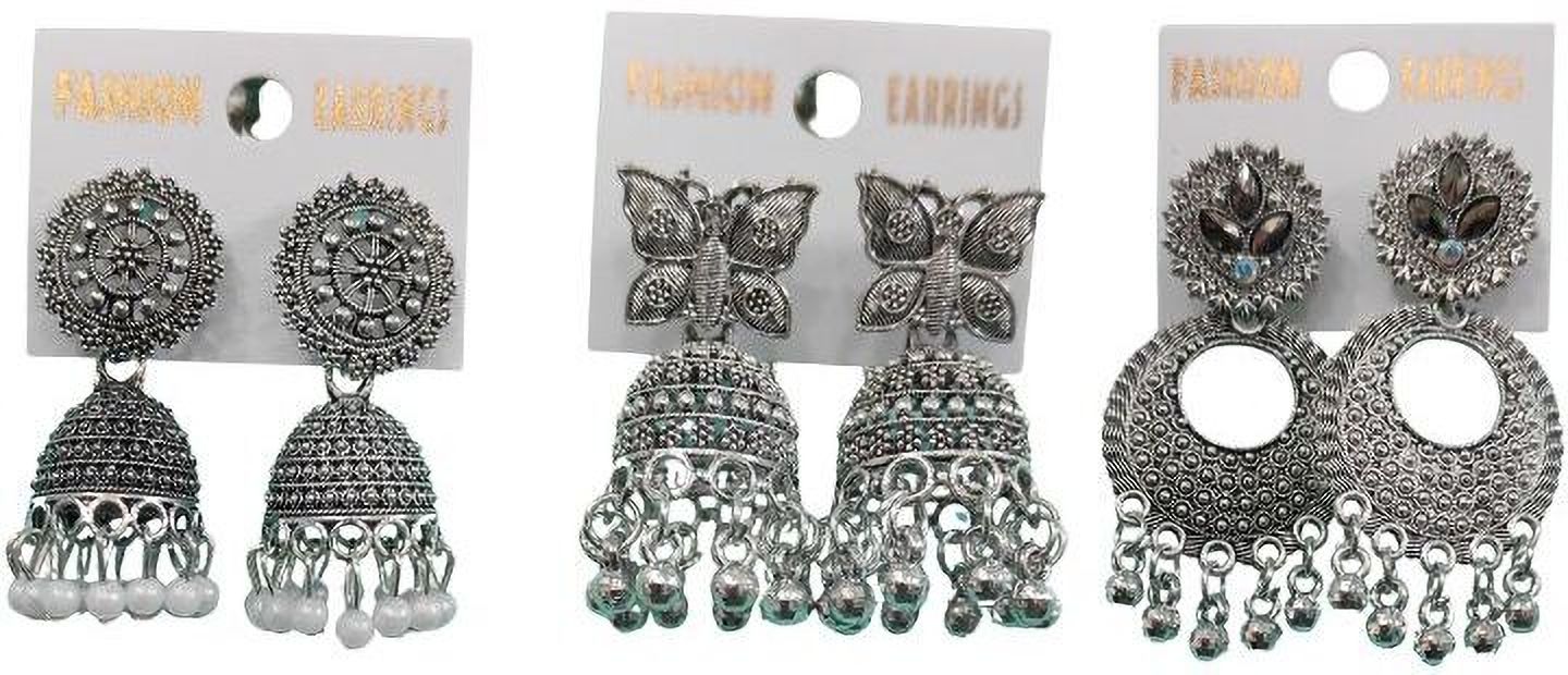 tani Zircon, Beads Silver Jhumki Earring
