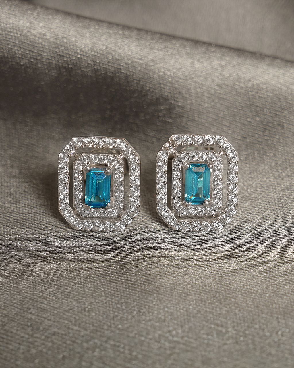 clara Blu Elegante Cubic Zirconia Sterling Silver Stud Earring-picture-19