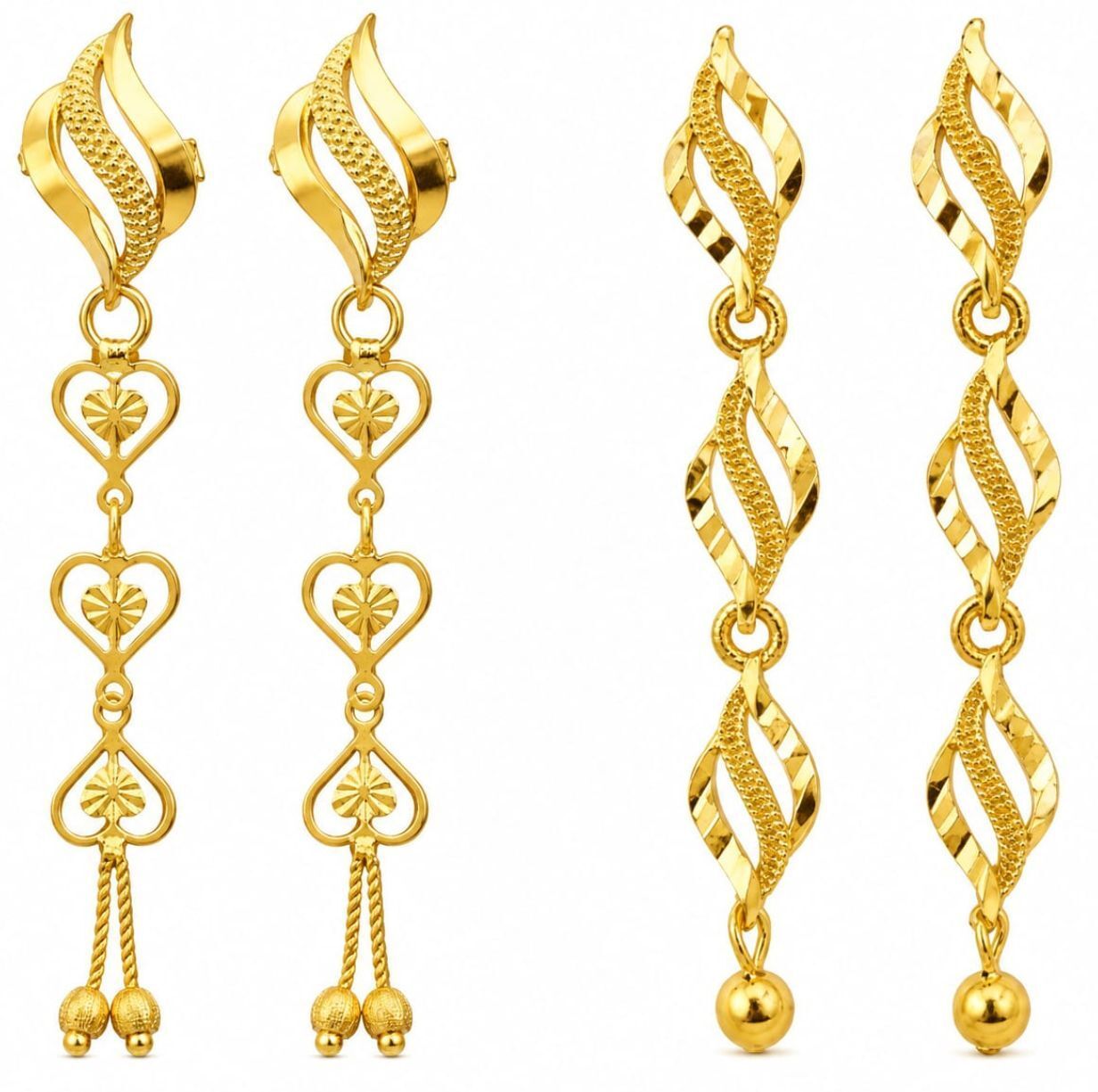 Zorqube HeartStrings Gold Drop Cubic Zirconia Brass Drops & Danglers-image-30