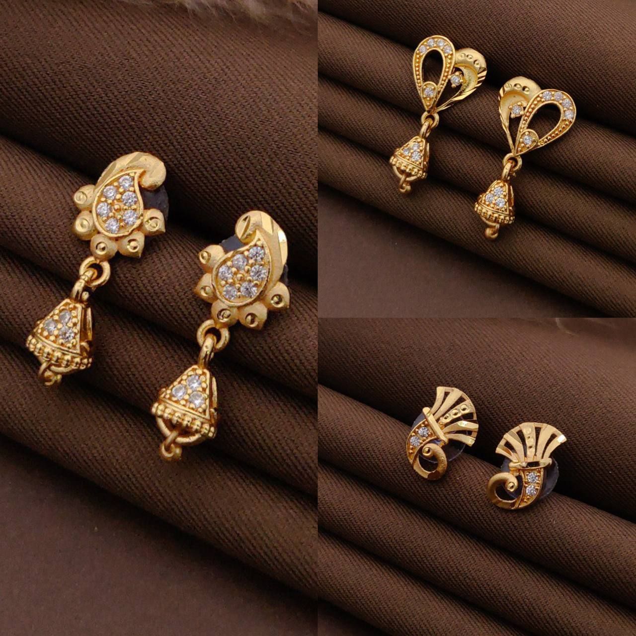 bhanu diam Bestseller Earrings Diamond Brass Stud Earring-picture-12